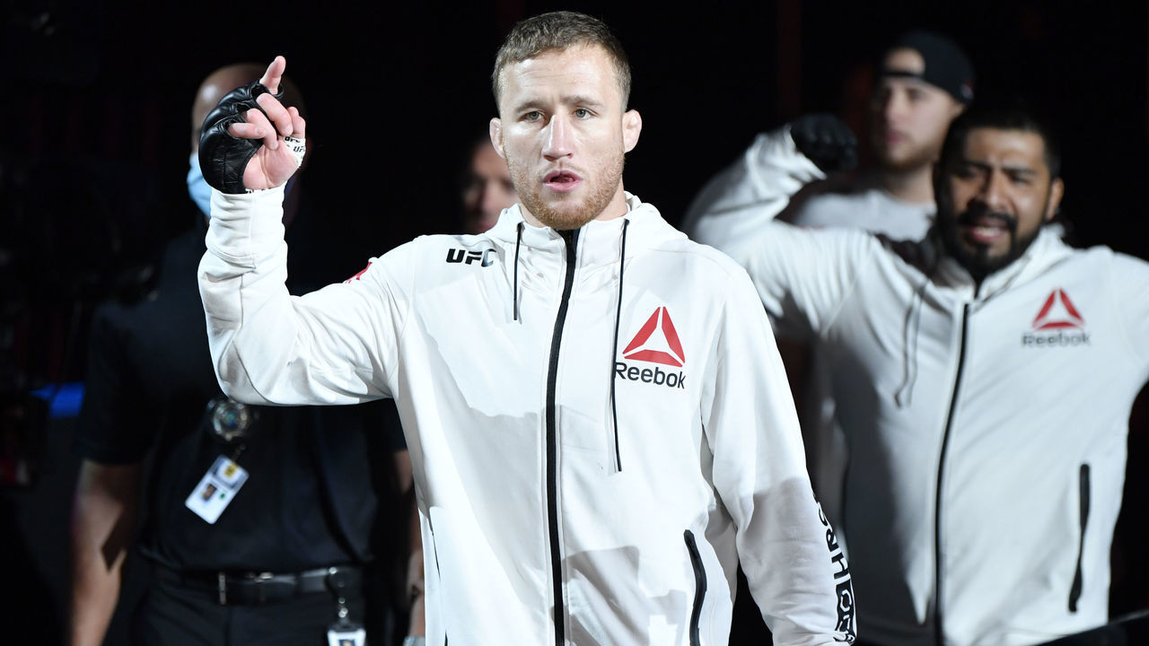 JACKSONVILLE, FLORIDA - MAY 09: Justin Gaethje prepares to fight Tony Ferguson in their UFC interim lightweight championship fight during the UFC 249 event at VyStar Veterans Memorial Arena on May 09, 2020 in Jacksonville, Florida.