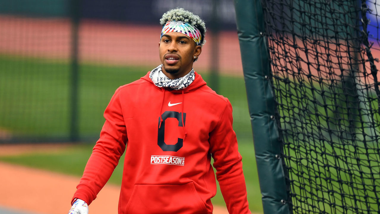 CLEVELAND, OH - SEPTEMBER 29: Francisco Lindor #12 of the Cleveland Indians looks on during batting practice prior to Game 1 of the Wild Card Series between the New York Yankees and the Cleveland Indians at Progressive Field on Tuesday, September 29, 2020 in Cleveland, Ohio.