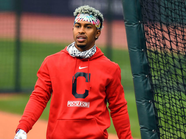 CLEVELAND, OH - SEPTEMBER 29: Francisco Lindor #12 of the Cleveland Indians looks on during batting practice prior to Game 1 of the Wild Card Series between the New York Yankees and the Cleveland Indians at Progressive Field on Tuesday, September 29, 2020 in Cleveland, Ohio.