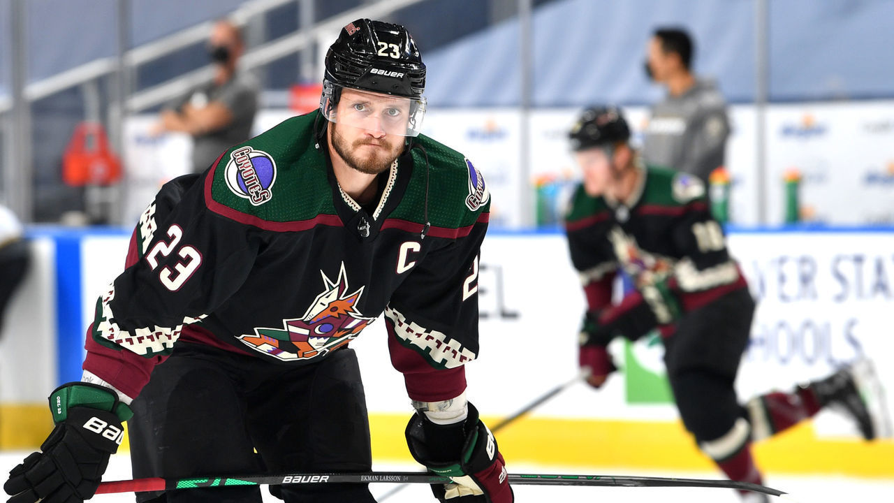EDMONTON, ALBERTA - JULY 30: Oliver Ekman-Larsson #23 of the Arizona Coyotes attends warm ups before the exhibition game against the Vegas Golden Knights prior to the 2020 NHL Stanley Cup Playoffs at Rogers Place on July 30, 2020 in Edmonton, Alberta.