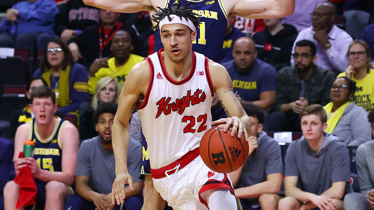 PISCATAWAY, NJ - FEBRUARY 19: Rutgers Scarlet Knights guard Caleb McConnell (22) during the college basketball game between the Rutgers Scarlet Knights and the Michigan Wolverines on February 19, 2020 at the Louis Brown Athletic Center in Piscataway, NJ.