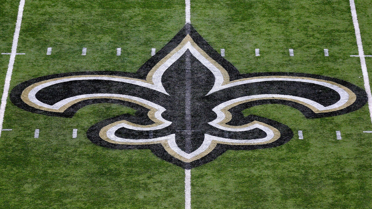 NEW ORLEANS, LOUISIANA - JANUARY 13: The New Orleans Saints logo is pictured during the NFC Divisional Playoff against the Philadelphia Eagles at the Mercedes Benz Superdome on January 13, 2019 in New Orleans, Louisiana.