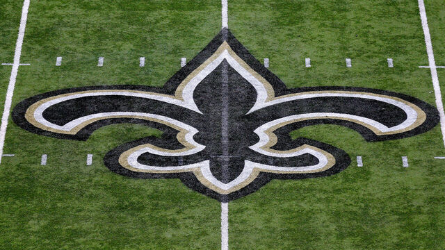 NEW ORLEANS, LOUISIANA - JANUARY 13: The New Orleans Saints logo is pictured during the NFC Divisional Playoff against the Philadelphia Eagles at the Mercedes Benz Superdome on January 13, 2019 in New Orleans, Louisiana.