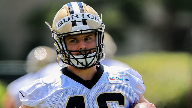 METAIRIE, LA - MAY 23: New Orleans Saints full back Michael Burton (46) during practice on May 23, 2019 at the New Orleans Saints Training Facility in Metairie, LA.