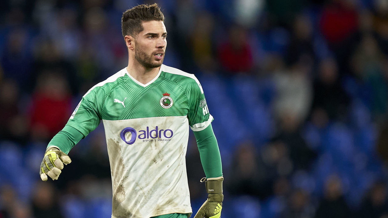 LA CORUNA, SPAIN - JANUARY 16: Luca Zidane of Racing de Santander looks on during the La Liga Smartbank match between Deportivo de La Coruna and Racing de Santander at Abanca Riazor Stadium on January 16, 2020 in La Coruna, Spain.