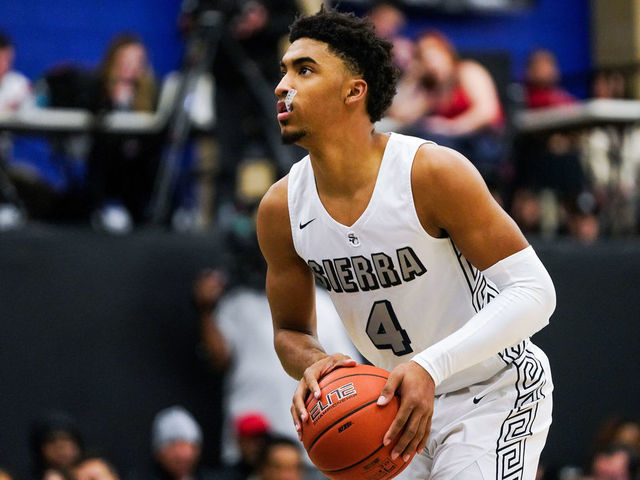 CHATSWORTH, CALIFORNIA - JANUARY 04: Kenyon Martin Jr. #4 of Sierra Canyon shoots a free throw in a game against Mayfair on January 04, 2019 in Chatsworth, California.
