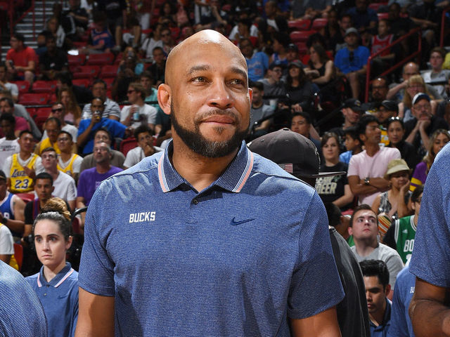 Las Vegas, NV - JULY 5: Head Coach Darvin Ham of the Milwaukee Bucks is seen before the game against the Philadelphia 76ers during Day 1 of the 2019 Las Vegas Summer League on July 5, 2019 at the Thomas & Mack Center in Las Vegas, Nevada. Mandatory Copyright Notice: Copyright 2019 NBAE