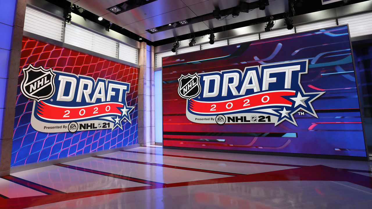 SECAUCUS, NEW JERSEY - OCTOBER 06: Signage during the first round of the 2020 National Hockey League (NHL) Draft at the NHL Network Studio on October 06, 2020 in Secaucus, New Jersey.