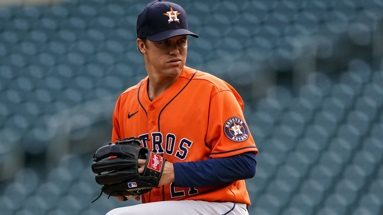 MINNEAPOLIS, MN - SEPTEMBER 29: Zack Greinke #21 of the Houston Astros pitches during game one of the Wild Card Series between the Minnesota Twins and Houston Astros on September 29, 2020 at Target Field in Minneapolis, Minnesota.