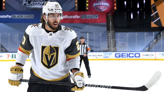 EDMONTON, ALBERTA - SEPTEMBER 10: Chandler Stephenson #20 of the Vegas Golden Knights skates in the second period of Game Three of the Western Conference Final of the 2020 NHL Stanley Cup Playoffs between the Vegas Golden Knights and the Dallas Stars at Rogers Place on September 10, 2020 in Edmonton, Alberta.
