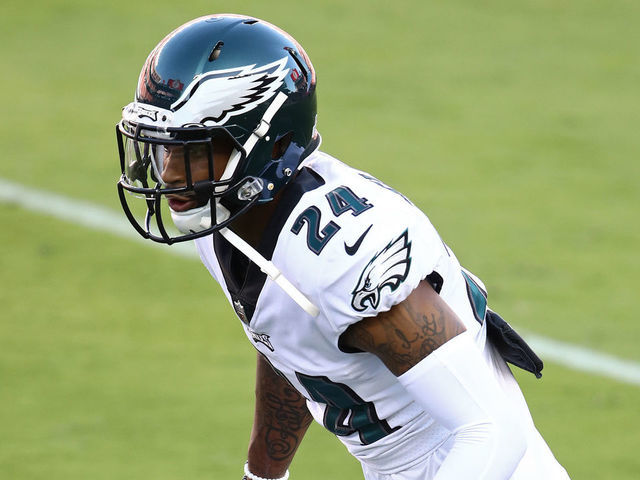 Darius Slay of the Philadelphia Eagles warms up prior to an NFL News  Photo - Getty Images