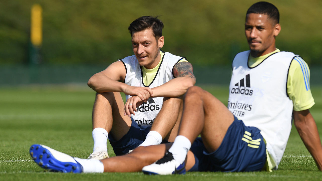 ST ALBANS, ENGLAND - SEPTEMBER 22: Mesut Ozil of Arsenal during a training session at London Colney on September 22, 2020 in St Albans, England.