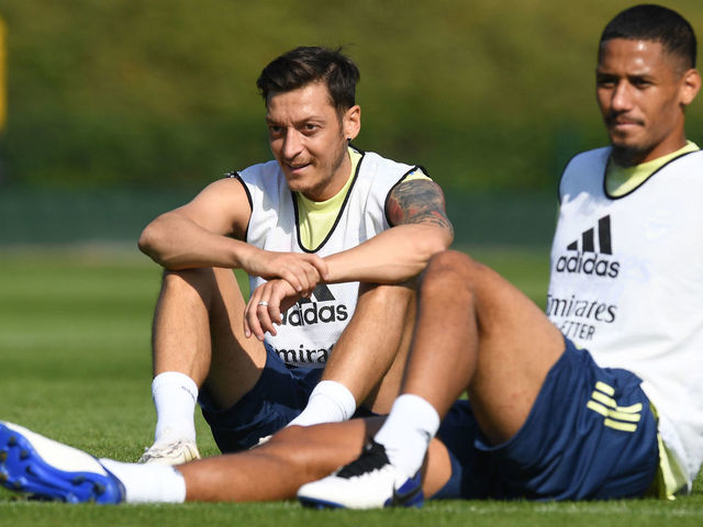 ST ALBANS, ENGLAND - SEPTEMBER 22: Mesut Ozil of Arsenal during a training session at London Colney on September 22, 2020 in St Albans, England.
