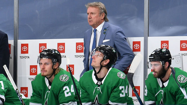 EDMONTON, ALBERTA - AUGUST 30: Head coach Rick Bowness of the Dallas Stars looks on from behind the bench in the second period of Game Four of the Western Conference Second Round of the 2020 NHL Stanley Cup Playoff between the Colorado Avalanche and the Dallas Stars at Rogers Place on August 30, 2020 in Edmonton, Alberta.