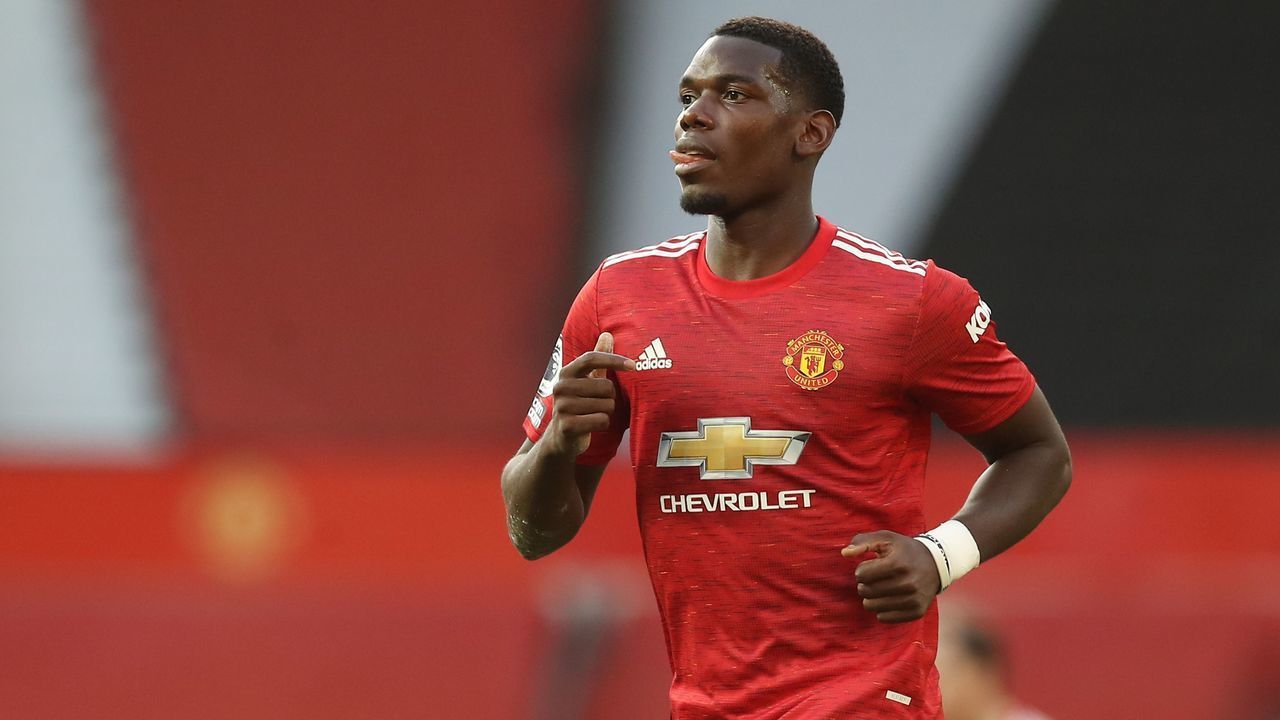 Manchester United's French midfielder Paul Pogba reacts during the English Premier League football match between Manchester United and Crystal Palace at Old Trafford in Manchester, north west England, on September 19, 2020.