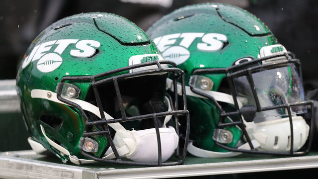 ORCHARD PARK, NY - DECEMBER 29: A general view of a New York Jets helmet before a game against the Buffalo Bills at New Era Field on December 29, 2019 in Orchard Park, New York. Jets beat the Bills 13 to 6.