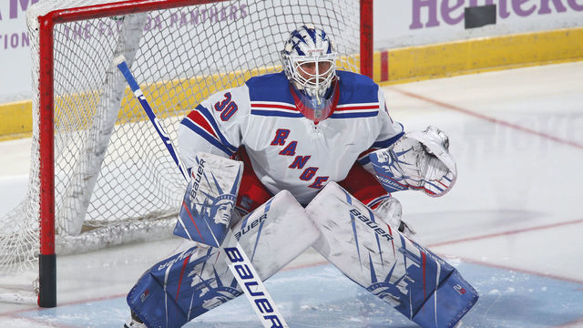 SUNRISE, FL - NOVEMBER 16: Goaltender Henrik Lundqvist #30 of the New York Rangers warms up prior to the game against the Florida Panthers at the BB&T Center on November 16, 2019 in Sunrise, Florida.