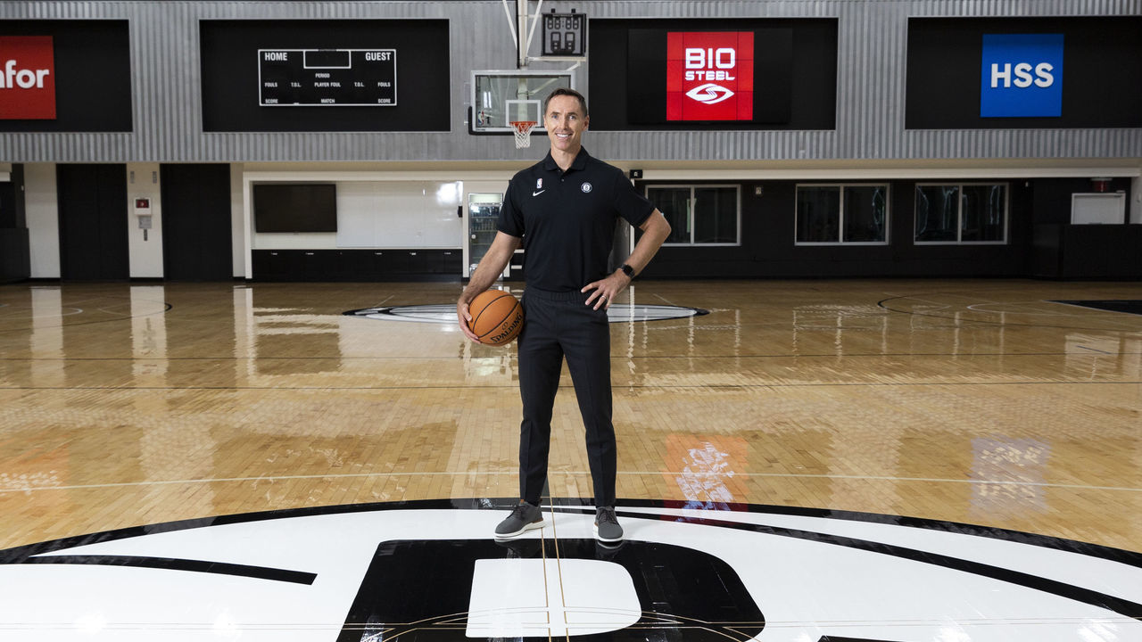 Brooklyn, NY- September 9: Brooklyn Nets Head Coach Steve Nash poses for portraits on September 9, 2020 at the Brooklyn Nets HHS Training Center, in Brooklyn New York. NOTE TO USER: User expressly acknowledges and agrees that, by downloading and/or using this photograph, user is consenting to the terms and conditions of the Getty Images License Agreement. Mandatory Copyright Notice: Copyright 2020 NBAE