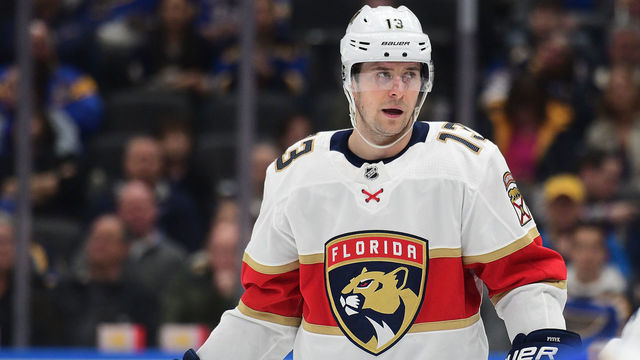 ST. LOUIS, MO - MARCH 09: Florida Panthers defenseman Mark Pysyk (13) during an NHL game between the Florida Panthers and the St. Louis Blues, on March 09, 2020, at Enterprise Center, St. Louis, MO. Photo by Keith Gillett/Icon Sportswire via Getty Images)