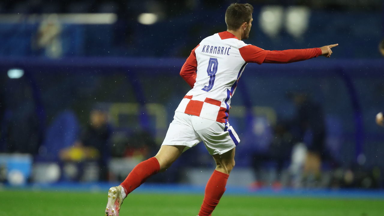 ZAGREB, CROATIA - OCTOBER 11: Andrej Kramaric of Croatia gestures during the UEFA Nations League group stage match between Croatia and Sweden at Stadion Maksimir on October 11, 2020 in Zagreb, Croatia.