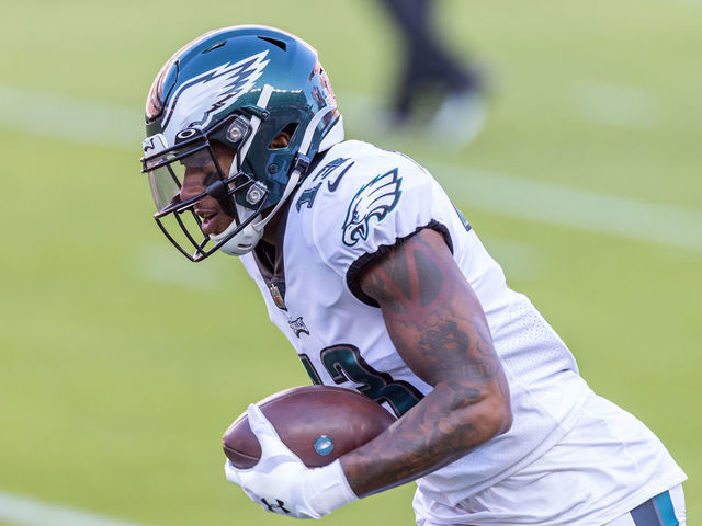 SANTA CLARA, CA - OCTOBER 04: Philadelphia Eagles Wide Receiver Travis Fulgham (13) warms up before the NFL football game between the Philadelphia Eagles and the San Francisco 49ers on October 4, 2020 at Levis Stadium in Santa Clara, CA.