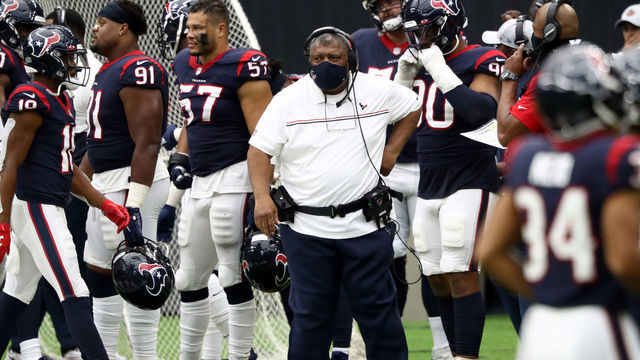 HOUSTON, TEXAS - OCTOBER 11: Interim head coach Romeo Crennel of the Houston Texans during play against the Jacksonville Jaguars in the third quarter at NRG Stadium on October 11, 2020 in Houston, Texas.