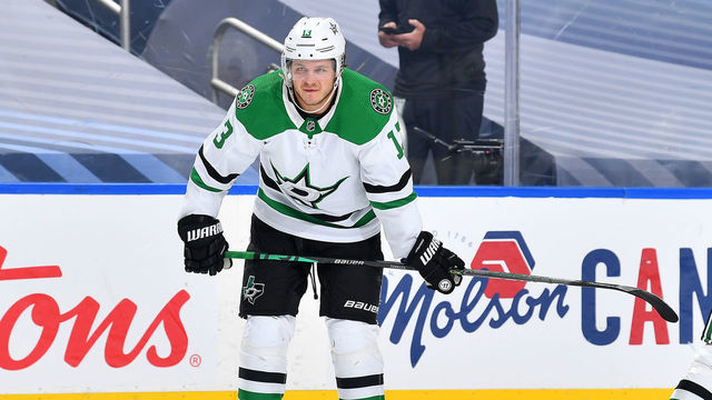 EDMONTON, ALBERTA - AUGUST 22: Mattias Janmark #13 of the Dallas Stars warms up before Game one of the Western Conference Second Round of the 2020 NHL Stanley Cup Playoff between the Dallas Stars and the Colorado Avalanche at Rogers Place on August 22, 2020 in Edmonton, Alberta.