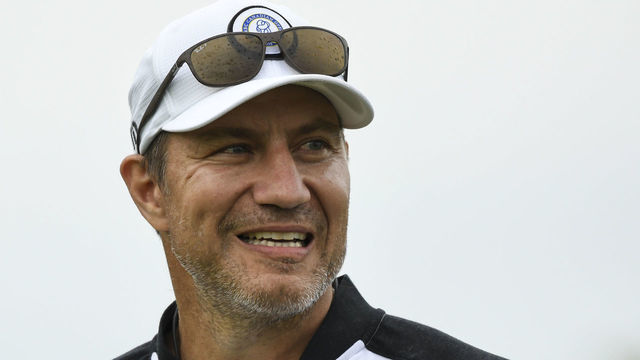 OAKVILLE, ON - JULY 23: Former NHL player and current Sportsnet hockey analyst Nick Kypreos looks on after hitting his tee shot from the seventeenth during the RBC Canadian Open Pro-AM at Glen Abbey Golf Club on July 23, 2018 in Oakville, Canada.