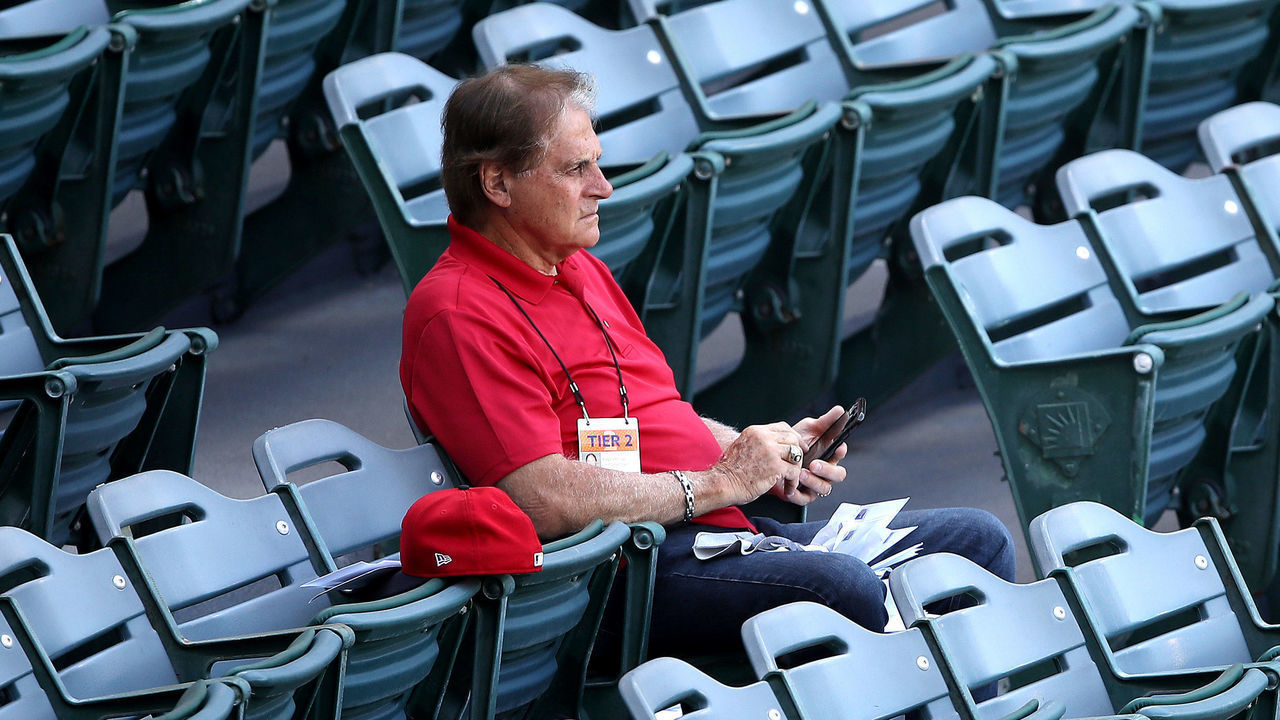 ANAHEIM, CALIFORNIA - JULY 08: Special Advisor Tony La Russa of the Los Angeles Angels looks on during their summer workout at Angel Stadium of Anaheim on July 08, 2020 in Anaheim, California.