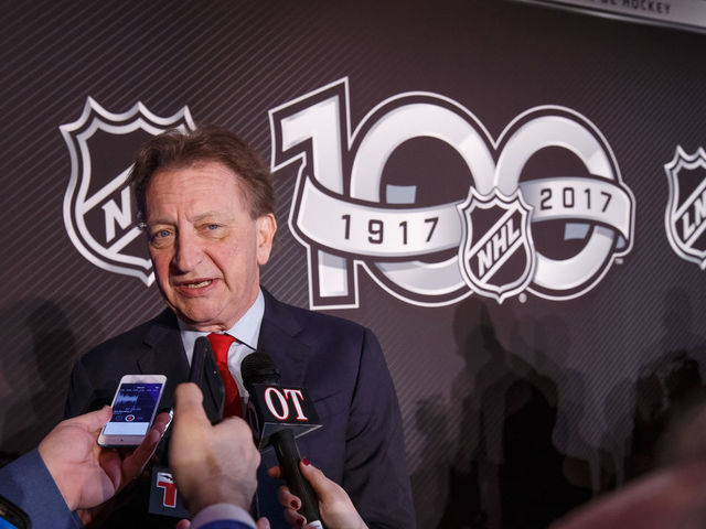 OTTAWA, ON - MARCH 17: Ottawa Senators Owner, Governor & Chairman Eugene Melnyk speaks to media during the 2017 Scotiabank NHL 100 Classic announcement at the Chateau Laurier on March 17, 2017 in Ottawa, Ontario, Canada.