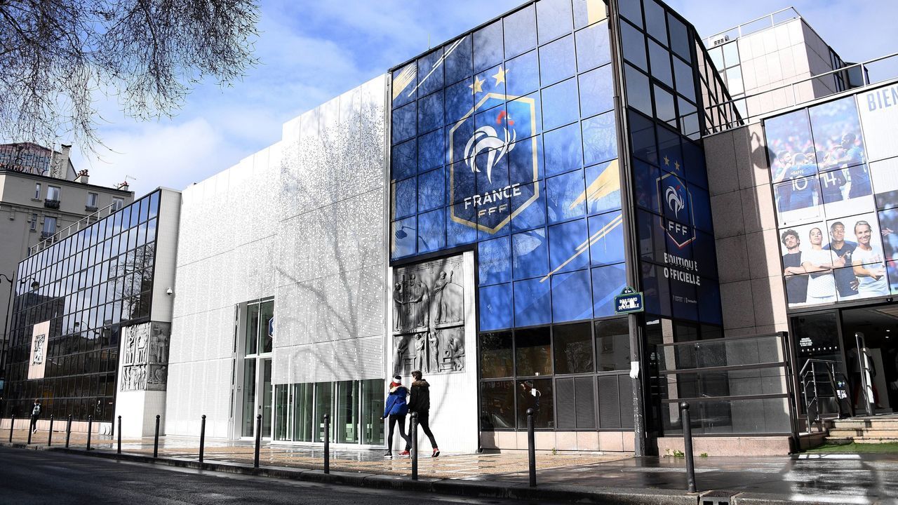 A photograph taken on March 14, 2020 shows the headquarters of the French Football Federation in Paris. - The French football season has been suspended "until further notice" because of the coronavirus outbreak, the LFP, which runs the elite Ligue 1 and Ligue 2, announced on March 13, 2020.