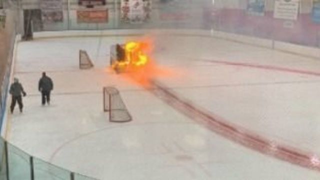 Ice resurfacer catches fire at Rochester rink