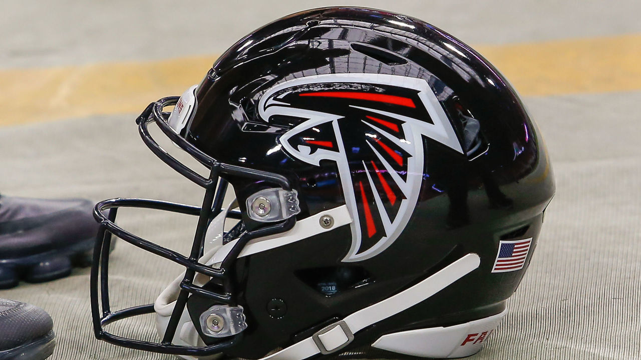 GLENDALE, AZ - OCTOBER 13: An Atlanta Falcons helmet during the NFL football game between the Atlanta Falcons and the Arizona Cardinals on October 13, 2019 at State Farm Stadium in Glendale, Arizona.