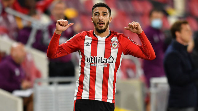 Brentford's Said Benrahma celebrates scoring his side's third goal of the game during the Carabao Cup Fourth Round match at the Brentford Community Stadium, London.