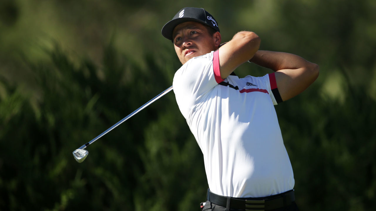 LAS VEGAS, NEVADA - OCTOBER 16: Xander Schauffele of the United States plays his shot from the fifth tee during the second round of the CJ Cup @ Shadow Creek on October 16, 2020 in Las Vegas, Nevada.