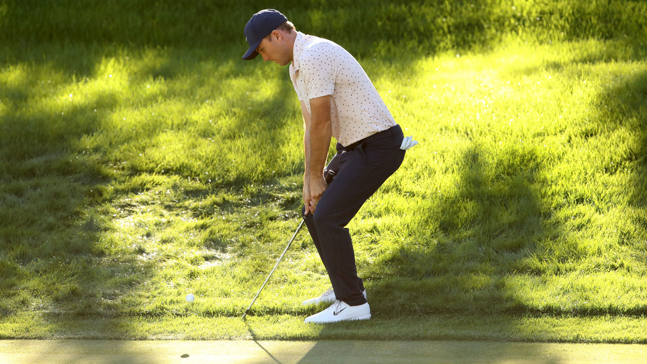 LAS VEGAS, NEVADA - OCTOBER 17: Russell Henley of the United States plays a shot during the third round of The CJ Cup @ Shadow Creek on October 17, 2020 in Las Vegas, Nevada.
