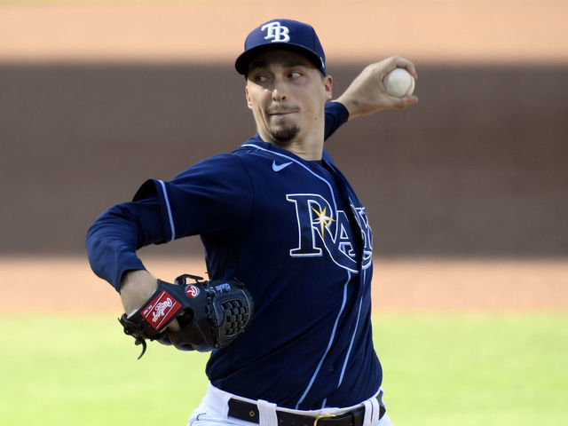 Image: https://assets-cms.thescore.com/uploads/image/file/423191/w640xh480_GettyImages-1280642360.jpg?ts=1603028706 SAN DIEGO CALIFORNIA - OCTOBER 16 Blake Snell 4 of the Tampa Bay Rays pitches against the Houston Astros during the first inning in Game Six of the American League Championship Series at PETCO Park on October 16 2020 in San Diego California