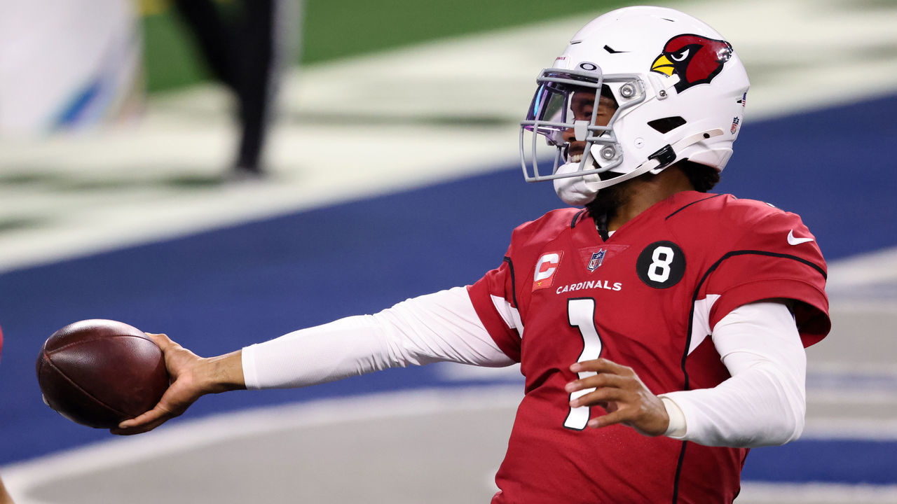 ARLINGTON, TEXAS - OCTOBER 19: Kyler Murray #1 of the Arizona Cardinals celebrates a touchdown against the Dallas Cowboys during the third quarter at AT&T Stadium on October 19, 2020, in Arlington, Texas.