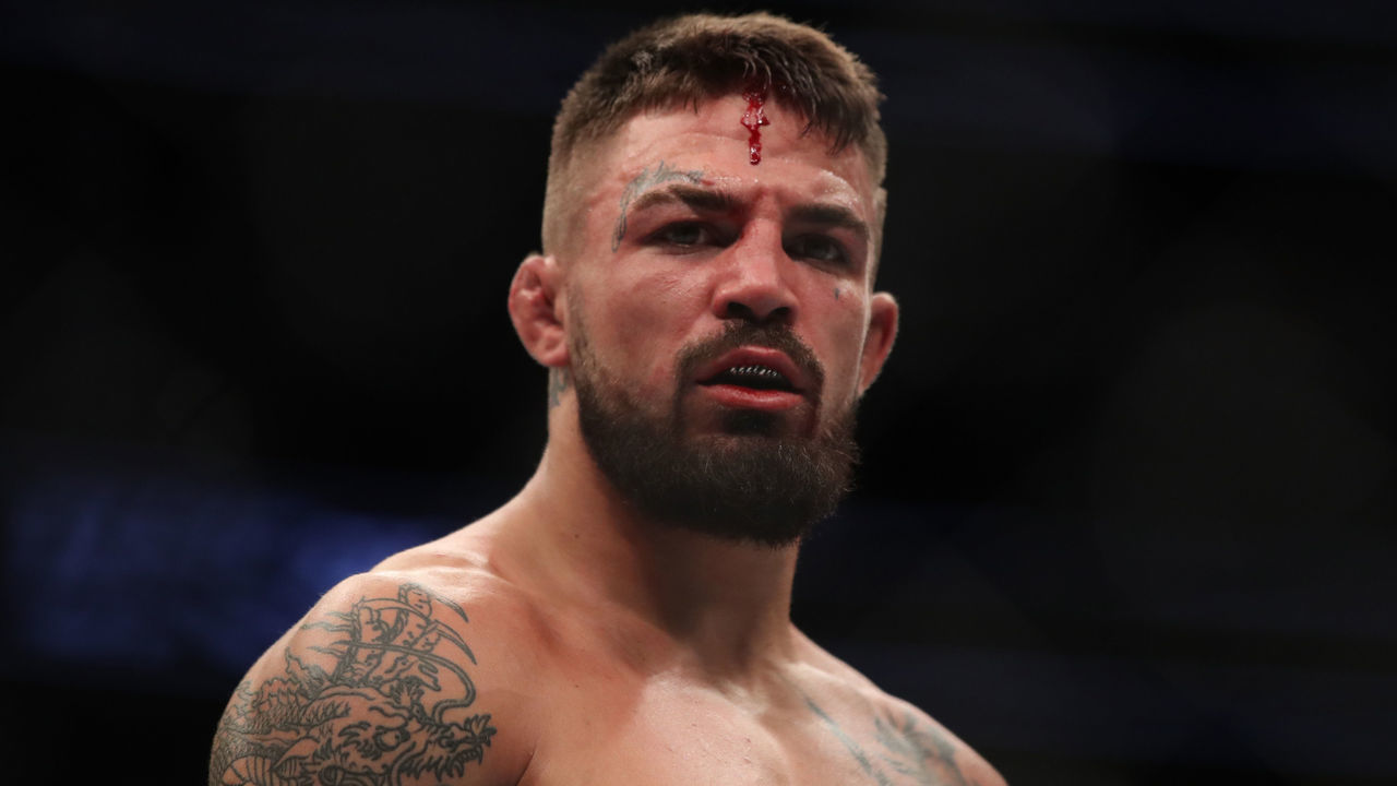 LAS VEGAS, NV - JULY 07: Mike Perry rests between rounds against Paul Felder in their welterweight fight during the UFC 226 event inside T-Mobile Arena on July 7, 2018 in Las Vegas, Nevada.