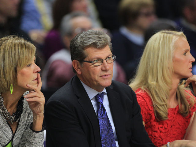 UConn coach Geno Auriemma, during the UConn Vs DePaul, NCAA Women's College basketball game at Webster Bank Arena, Bridgeport, Connecticut, USA. 19th December 2014