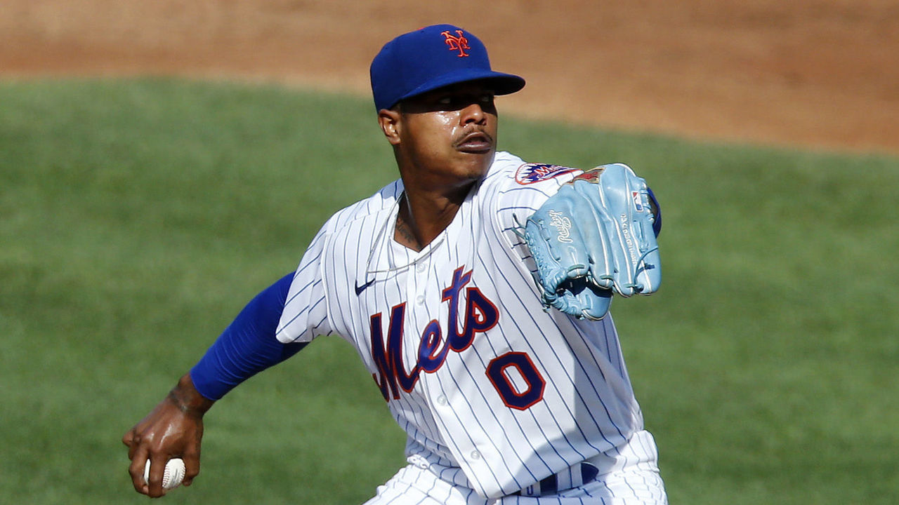 NEW YORK, NEW YORK - JULY 17: (NEW YORK DAILIES OUT) Marcus Stroman #0 of the New York Mets in action during an intra squad game at Citi Field on July 17, 2020 in New York City.