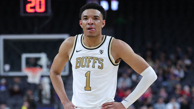 LAS VEGAS, NEVADA - MARCH 11: Tyler Bey #1 of the Colorado Buffaloes looking on during a time against the Washington State Cougars during the first round of the Pac-12 Conference basketball tournament at T-Mobile Arena on March 11, 2020 in Las Vegas, Nevada.