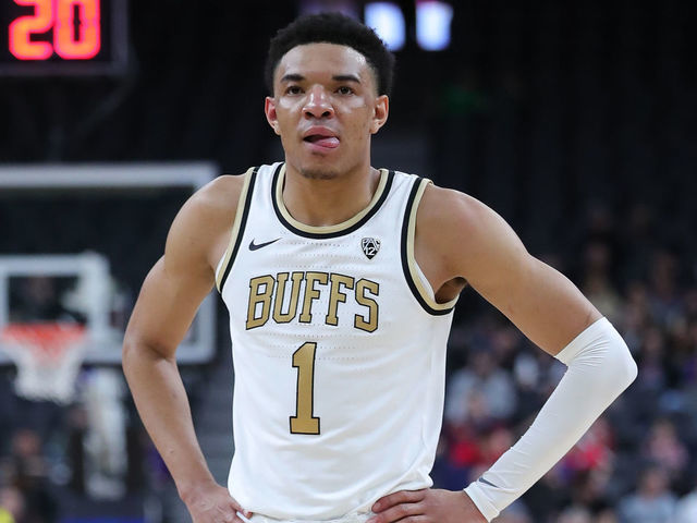 LAS VEGAS, NEVADA - MARCH 11: Tyler Bey #1 of the Colorado Buffaloes looking on during a time against the Washington State Cougars during the first round of the Pac-12 Conference basketball tournament at T-Mobile Arena on March 11, 2020 in Las Vegas, Nevada.
