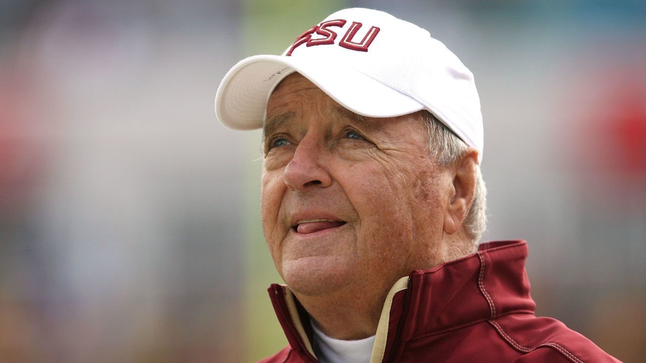 JACKSONVILLE, FL - JANUARY 01: Head coach Bobby Bowden of the Florida State Seminoles watches his team take on the West Virginia Mountaineers during the Konica Minolta Gator Bowl on January 1, 2010 in Jacksonville, Florida. Florida State defeated West Virginia 33-21 in Bobby Bowden's last game as a head coach for the Seminoles.
