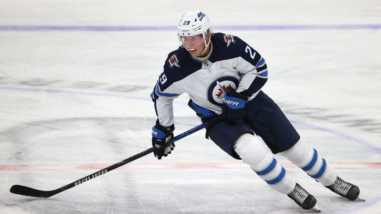 EDMONTON, ALBERTA - AUGUST 01: Patrik Laine #29 of the Winnipeg Jets skates during the second period of Game One of the Western Conference Qualification Round against the Calgary Flames prior to the 2020 NHL Stanley Cup Playoffs at Rogers Place on August 01, 2020 in Edmonton, Alberta.