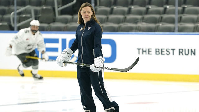 ST LOUIS, MISSOURI - JANUARY 24: Head Coach Jayna Hefford of the Canadian All-Stars takes part in the Elite Women's practice during the 2020 NHL All-Star weekend at Enterprise Center on January 24, 2020 in St Louis, Missouri.