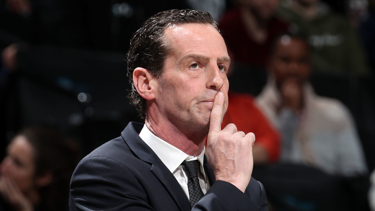 BROOKLYN, NY - FEBRUARY 3: Head Coach, Kenny Atkinson of the Brooklyn Nets looks on during the game against the Phoenix Suns on February 3, 2020 at Barclays Center in Brooklyn, New York. Mandatory Copyright Notice: Copyright 2020 NBAE