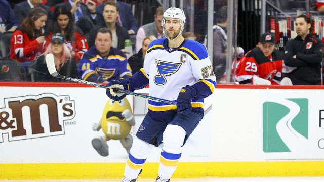 NEWARK, NJ - MARCH 06: St. Louis Blues defenseman Alex Pietrangelo (27) during the National Hockey League game between the New Jersey Devils and the St. Louis Blues on March 6, 2020 at the Prudential Center in Newark, NJ.