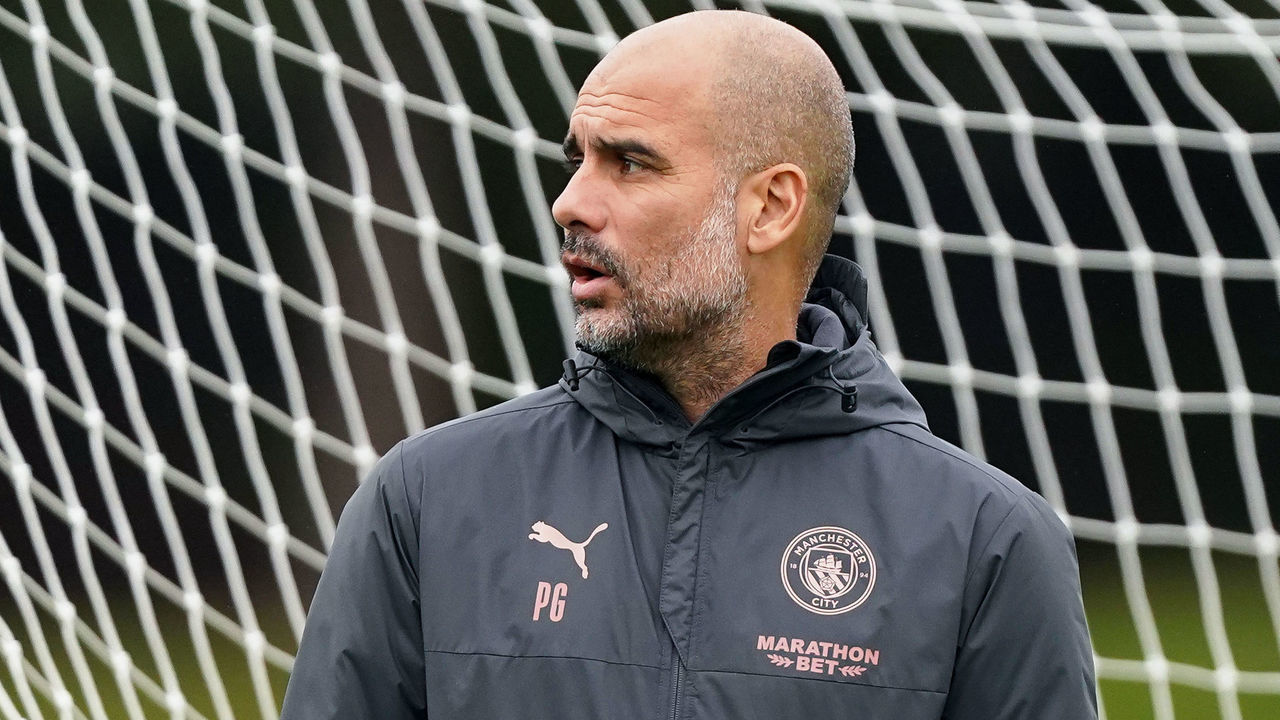 MANCHESTER, ENGLAND - OCTOBER 22: Pep Guardiola, manager of Manchester City looks on during the training session at Manchester City Football Academy on October 22, 2020 in Manchester, England.