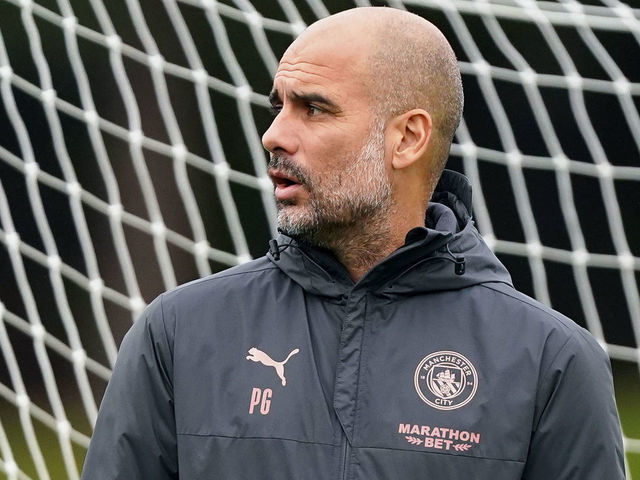 MANCHESTER, ENGLAND - OCTOBER 22: Pep Guardiola, manager of Manchester City looks on during the training session at Manchester City Football Academy on October 22, 2020 in Manchester, England.